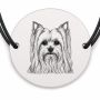Brățară argint 925 cu bănuț gravat portret de Yorkshire Terrier, șnur negru reglabil — R0363