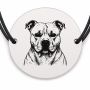 Brățară argint 925 cu bănuț gravat portret de Amstaff, șnur negru reglabil — R0367