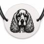 Brățară argint 925 cu bănuț gravat portret de Cocker Spaniel, șnur negru reglabil — R0378