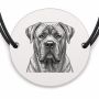 Brățară argint 925 cu bănuț gravat portret de Cane Corso, șnur negru reglabil — R0381