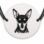 Brățară argint 925 cu bănuț gravat portret de Pinscher pitic, șnur negru reglabil — R0384