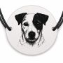 Brățară argint 925 cu bănuț gravat portret de Jack Russell Terrier, șnur negru reglabil — R0389
