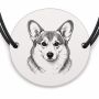 Brățară argint 925 cu bănuț gravat portret de Corgi, șnur negru reglabil — R0391