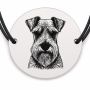 Brățară argint 925 cu bănuț gravat portret de Schnauzer pitic, șnur negru reglabil — R0397