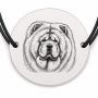 Brățară argint 925 cu bănuț gravat portret de Chow Chow, șnur negru reglabil — R0400