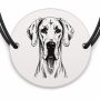 Brățară argint 925 cu bănuț gravat portret de Dog German, șnur negru reglabil — R0402