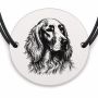 Brățară argint 925 cu bănuț gravat portret de Setter Irlandez, șnur negru reglabil — R0405