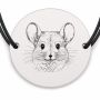 Brățară argint 925 cu bănuț gravat portret de chinchilla, șnur negru reglabil — R0421