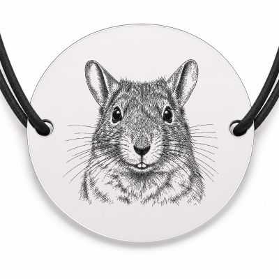 Brățară argint 925 cu bănuț gravat portret de degu, șnur negru reglabil — R0425