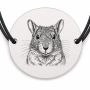 Brățară argint 925 cu bănuț gravat portret de degu, șnur negru reglabil — R0425