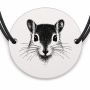 Brățară argint 925 cu bănuț gravat portret de gerbil, șnur negru reglabil — R0426