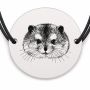 Brățară argint 925 cu bănuț gravat portret de hamster pitic Roborovski, șnur negru reglabil — R0427