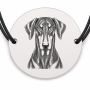 Brățară argint 925 cu bănuț gravat portret de Doberman, șnur negru reglabil — R0392