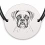 Brățară argint 925 cu bănuț gravat portret de Boxer, șnur negru reglabil — R0393