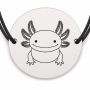 Brățară argint 925 cu bănuț gravat axolotl, șnur negru reglabil — R0446