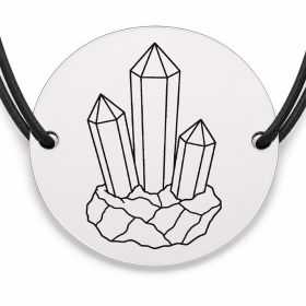 Brățară argint 925 cu bănuț gravat cristal de ametist, șnur negru reglabil — R0484