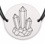 Brățară argint 925 cu bănuț gravat cristal de ametist, șnur negru reglabil — R0484