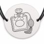 Brățară argint 925 cu bănuț gravat flacon de parfum cu fundiță, șnur negru reglabil — R0495