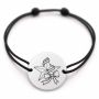 Brățară argint 925 cu bănuț gravat brioșă cu cireașă, șnur negru reglabil — R0499