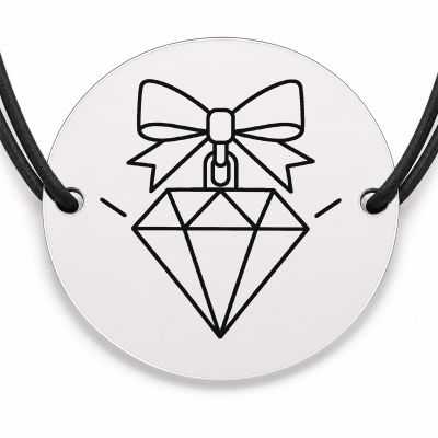 Brățară argint 925 cu bănuț gravat diamant cu fundiță, șnur negru reglabil — R0508