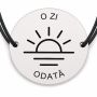 Brățară argint 925 cu bănuț gravat răsărit cu mesajul „O zi odată", șnur negru reglabil — R0529
