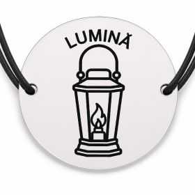 Brățară argint 925 cu bănuț gravat felinar cu mesajul „Lumină", șnur negru reglabil — R0535