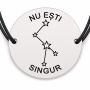 Brățară argint 925 cu bănuț gravat constelație cu mesajul „Nu ești singur", șnur negru reglabil — R0537