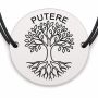 Brățară argint 925 cu bănuț gravat copac cu rădăcini și mesajul „Putere", șnur negru reglabil — R0533