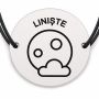 Brățară argint 925 cu bănuț gravat lună cu mesajul „Liniște", șnur negru reglabil — R0536