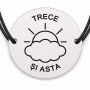 Brățară argint 925 cu bănuț gravat nor cu soare și mesajul „Trece și asta", șnur negru reglabil — R0540