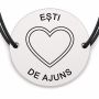 Brățară argint 925 cu bănuț gravat inimă cu mesajul „Ești de ajuns", șnur negru reglabil — R0542