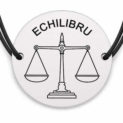 Brățară argint 925 cu bănuț gravat balanță cu mesajul „Echilibru", șnur negru reglabil — R0543