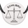 Brățară argint 925 cu bănuț gravat balanță cu mesajul „Echilibru", șnur negru reglabil — R0543