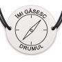 Brățară argint 925 cu bănuț gravat busolă cu mesajul „Îmi găsesc drumul", șnur negru reglabil — R0544