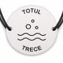 Brățară argint 925 cu bănuț gravat valuri cu mesajul „Totul trece", șnur negru reglabil — R0549