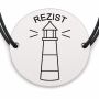 Brățară argint 925 cu bănuț gravat far cu mesajul „Rezist", șnur negru reglabil — R0553