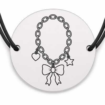 Brățară argint 925 cu bănuț gravat brățară cu talismane, șnur negru reglabil — R0568