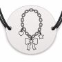 Brățară argint 925 cu bănuț gravat brățară cu talismane, șnur negru reglabil — R0568