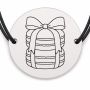 Brățară argint 925 cu bănuț gravat macarons cu fundiță, șnur negru reglabil — R0586
