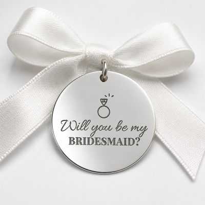 Bănuț Nuntă din Argint 925 „Will you be my Bridesmaid?" – Cerere Domnișoară de Onoare 22 mm – N0010