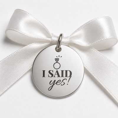 Bănuț Nuntă din Argint 925 „I said yes!" – Bănuț de Logodnă 22 mm – N0016