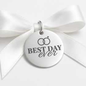 Bănuț Nuntă din Argint 925 „Best Day Ever" – Bănuț Amintire de Nuntă 22 mm – N0023