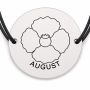 Brățară argint 925 cu bănuț gravat mac august, șnur negru reglabil — R0692