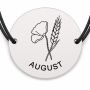 Brățară argint 925 cu bănuț gravat mac cu spic august, șnur negru reglabil — R0693