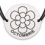 Brățară argint 925 cu bănuț gravat crăiță octombrie, șnur negru reglabil — R0696