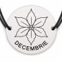 Brățară argint 925 cu bănuț gravat crăciuniță decembrie, șnur negru reglabil — R0700