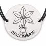 Brățară argint 925 cu bănuț gravat craciunita cu clopotel decembrie, șnur negru reglabil — R0701