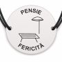 Brățară argint 925 cu bănuț gravat șezlong cu umbrelă, șnur negru reglabil — R0709