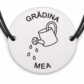 Brățară argint 925 cu bănuț gravat stropitoare cu picaturi, șnur negru reglabil — R0718
