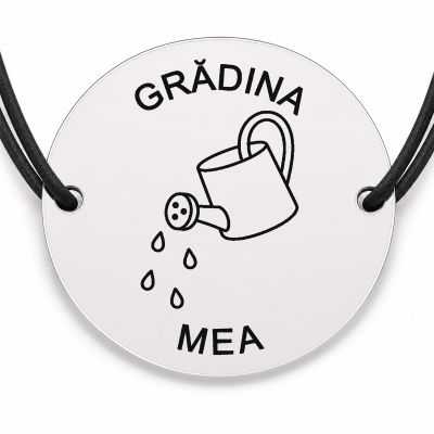 Brățară argint 925 cu bănuț gravat stropitoare cu picaturi, șnur negru reglabil — R0718